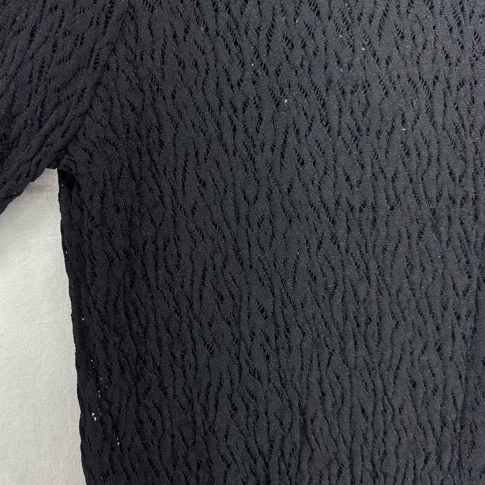 Sandro Open Knit Black Sweater Long Sleeve Cold Shoulder Size 1 Small - Picture 6 of 8